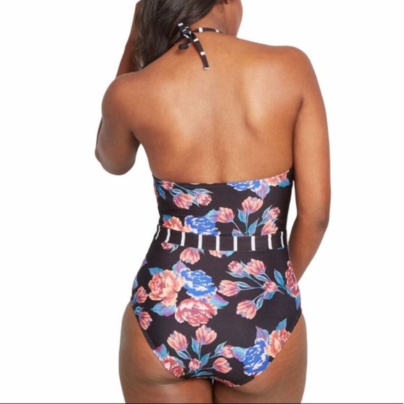Modcloth Harper One Piece Floral Halter Swimsuit NIP - Picture 2 of 3